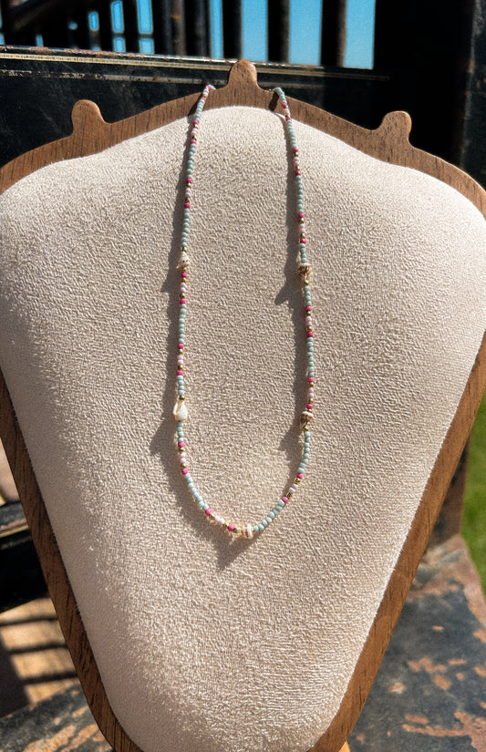 Pink and Grey Shell Necklace